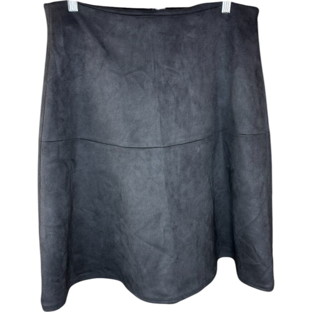 Anne Klein Womens Faux Suede Flared Skirt Black Size 8 NWT Knee Length